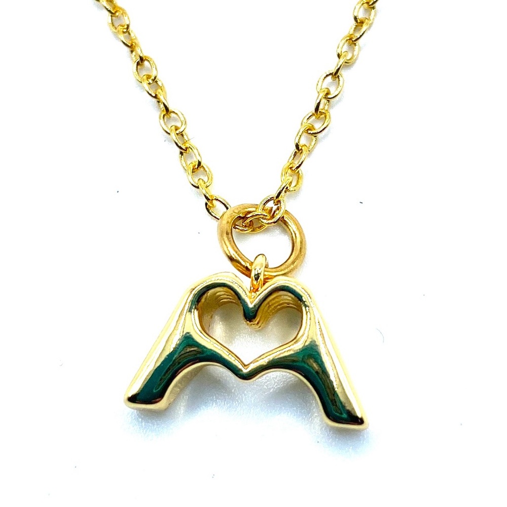Two Hands Forming Heart Necklace Gold